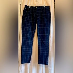 Black plaid denim pants.